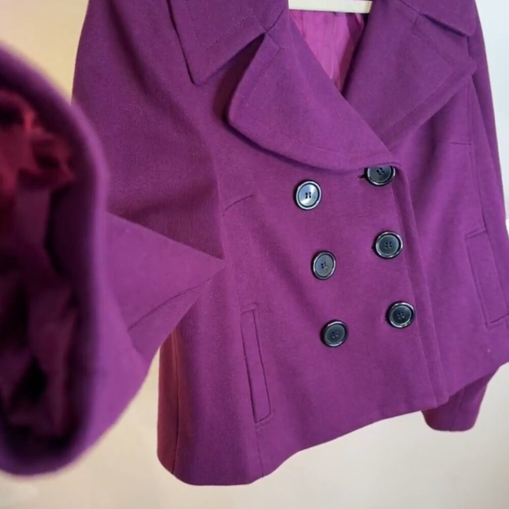 #43 International Concepts Woman Double Breasted Purple Swing Coat